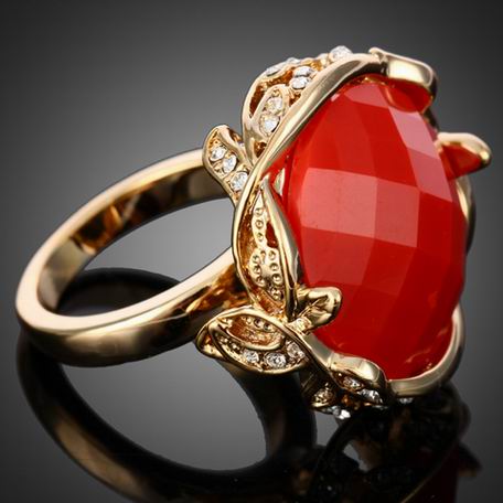 24mm CREATED CARNELIAN COCKTAIL RING-sz 7.5